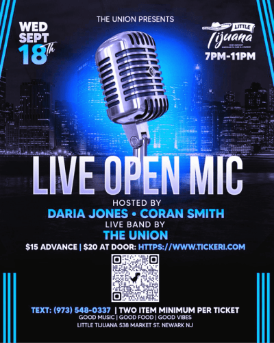 Event - The Union Presents live open mic - Newark, New Jersey - 18 de septiembre de 2024 | concert tickets