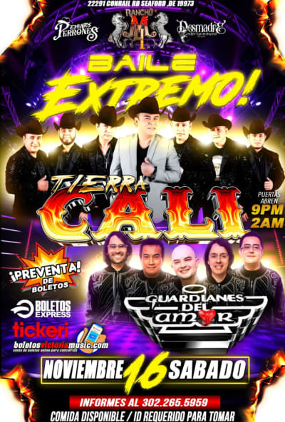 Event - TIERRA CALI , GUARDIANES DEL AMOR EN VIVO ! - Seaford, Delaware - November 16, 2024 | concert tickets