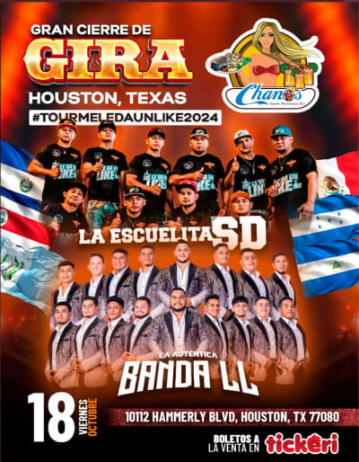 Event - GRAN CIERRE DE GIRA , LA ESCUELITA SD , LA AUTENTICA BANDA LL EN VIVO ! - Houston, Texas - 18 de octubre de 2024 | concert tickets