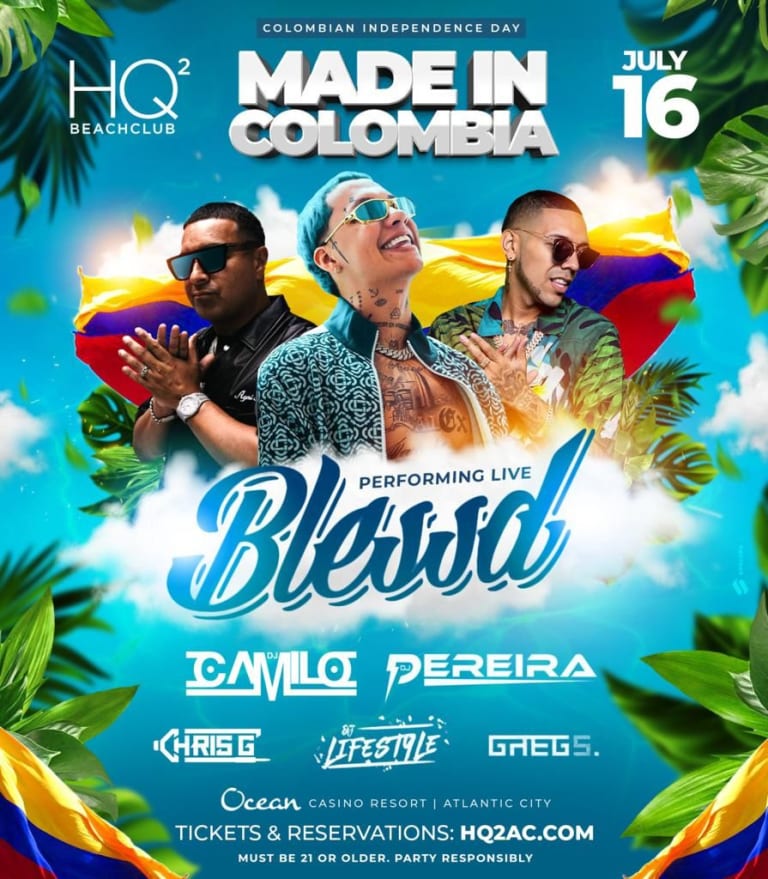 Event - HQ2 Beachclub: Made In Colombia Pool Party with Live Performance by Blessd, Camilo, Pereira  - Atlantic City, New Jersey - July 16, 2023 | concert tickets
