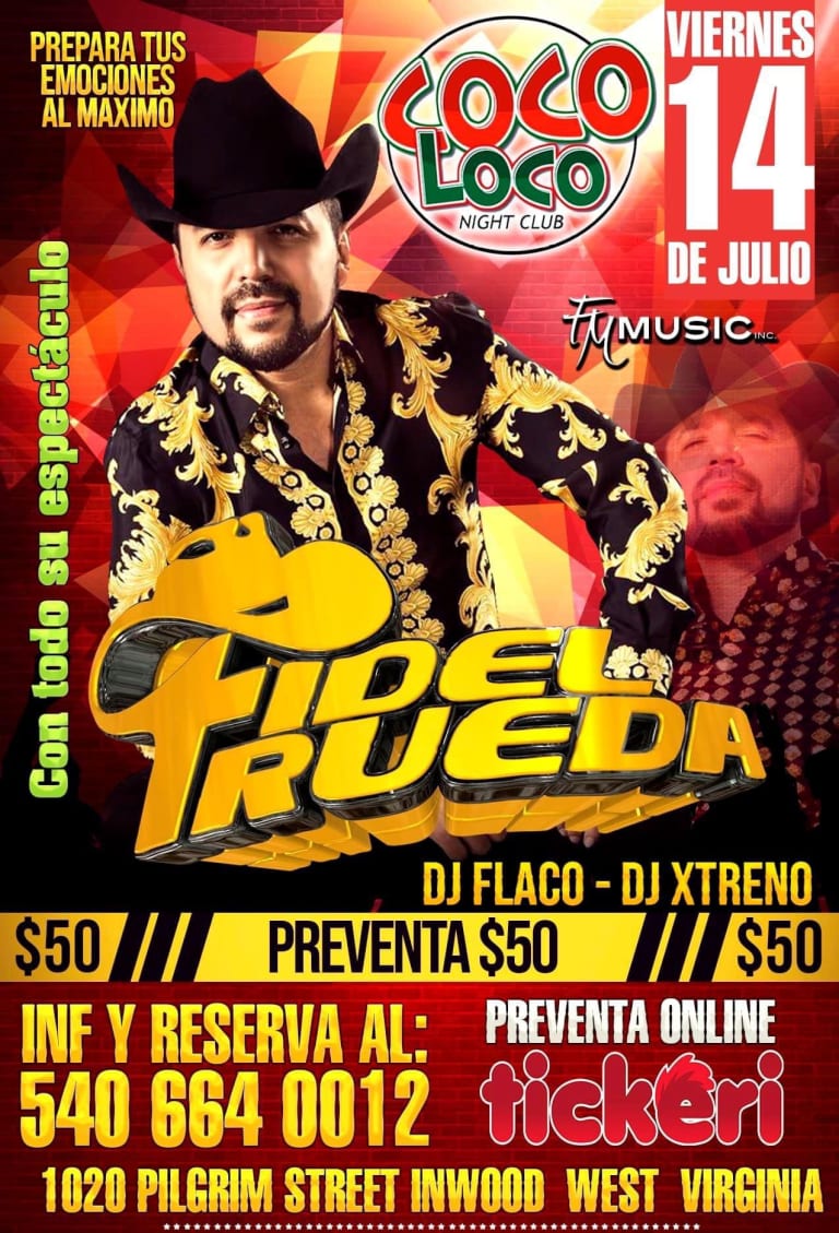 Event - FIDEL RUEDA EN CONCIERTO EN INWOOD WEST VIRGINIA - Inwood, West Virginia - July 14, 2023 | concert tickets