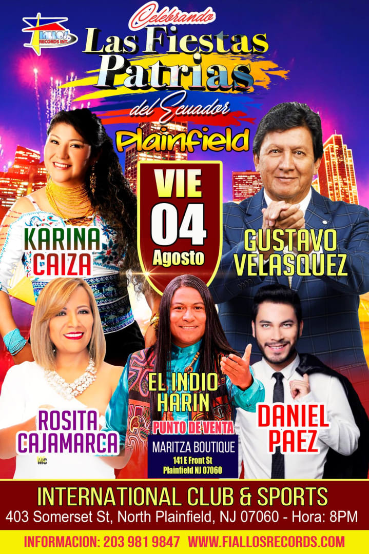 Event - PLAENFIELD  l GUSTAVO VELASQUEZ -HARIN EL INDIO -KARINA CAIZA-DANIEL PAEZ-ROSITA CAJAMARCA - North Plainfield, New Jersey - August 4, 2023 | concert tickets