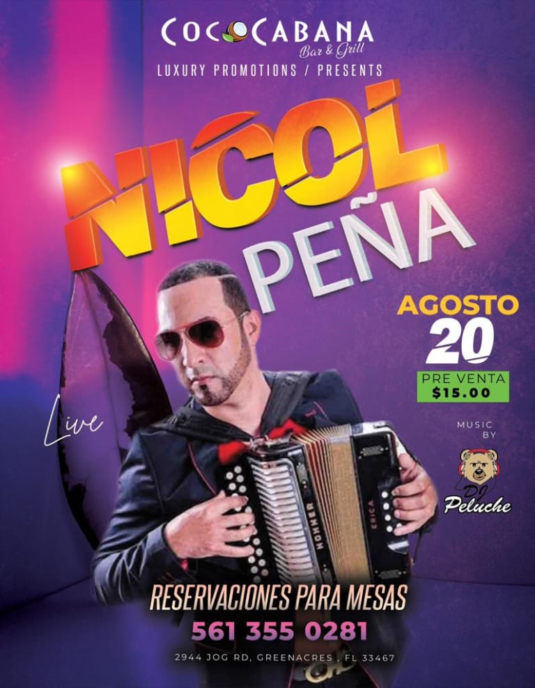 Event - NICOL PENA @ COCOCABANA BAR & GRILL WPB - Greenacres, Florida - 20 de agosto de 2023 | concert tickets