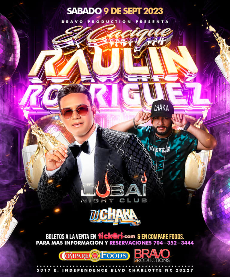 Event - RAULIN RODRIGUEZ "EN CONCIERTO" - SABADO 9 DE SEPT 2023 - DUBAI NIGHTCLUB CHARLOTTE - Charlotte, North Carolina - September 9, 2023 | concert tickets