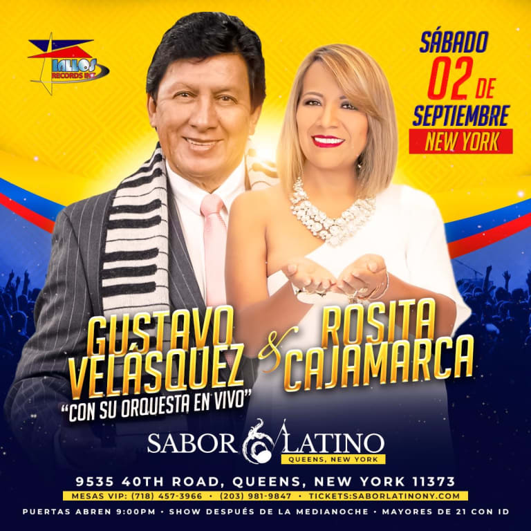 Event - En Queens New York #ElAmoDeLaCumbia  Gustavo Velasquez con su propia orquesta & Rosita Cajamarca en concierto - Queens, New York - September 2, 2023 | concert tickets
