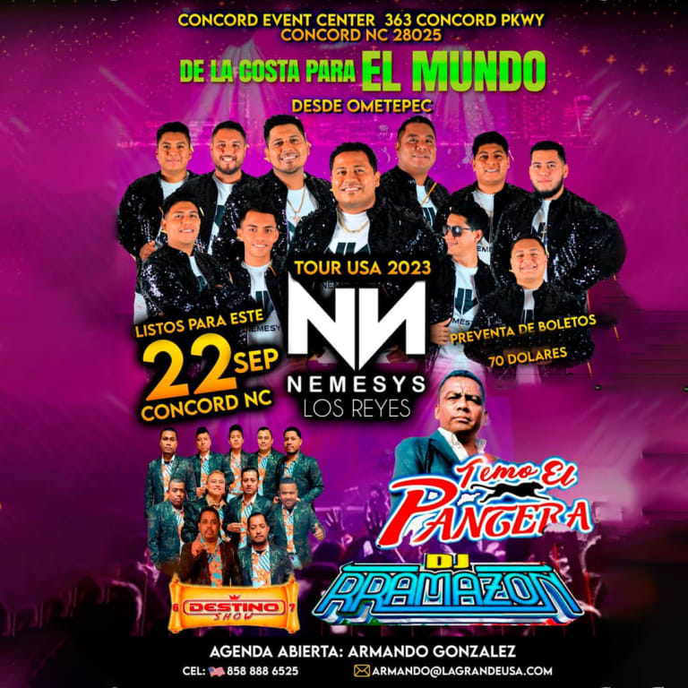 Event - NEMESYS LOS REYES , TEMO EL PANTERA , DESTINO SHOW EN VIVO ! - Concord, North Carolina - 22 de septiembre de 2023 | concert tickets