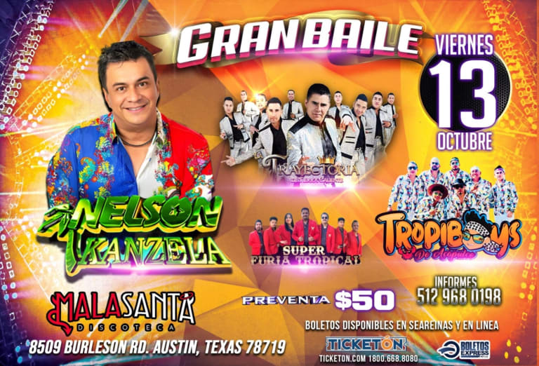 Event - NELSON KANZELA , SUPER FURIA TROPICAL , LA TRAYECTORIA, TROPIBOYS EN  VIVO! - Austin, Texas - 13 de octubre de 2023 | concert tickets