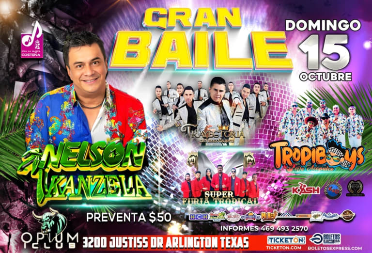 Event - NELSON KANZELA , SUPER FURIA TROPICAL , LA TRAYECTORIA, TROPIBOYS EN  VIVO! - Arlington, Texas - October 15, 2023 | concert tickets