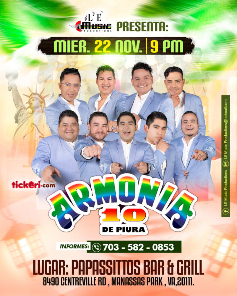 Event - ARMONIA 10 EN VIRGINIA - Manassas Park, Virginia - 22 de noviembre de 2023 | concert tickets