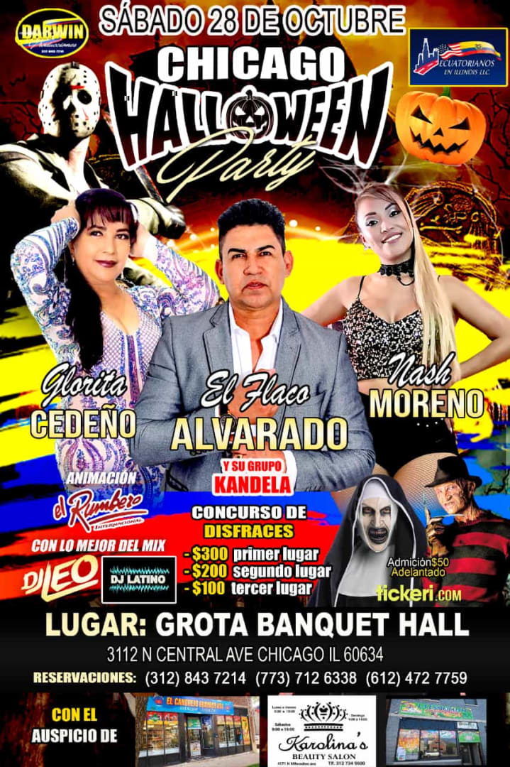 Event - CHICAGO HALLOWEEN PARTY- GLORIA CEDENO  - EL FLACO ALVARADO - NASH MORENO - Chicago, Illinois - October 28, 2023 | concert tickets