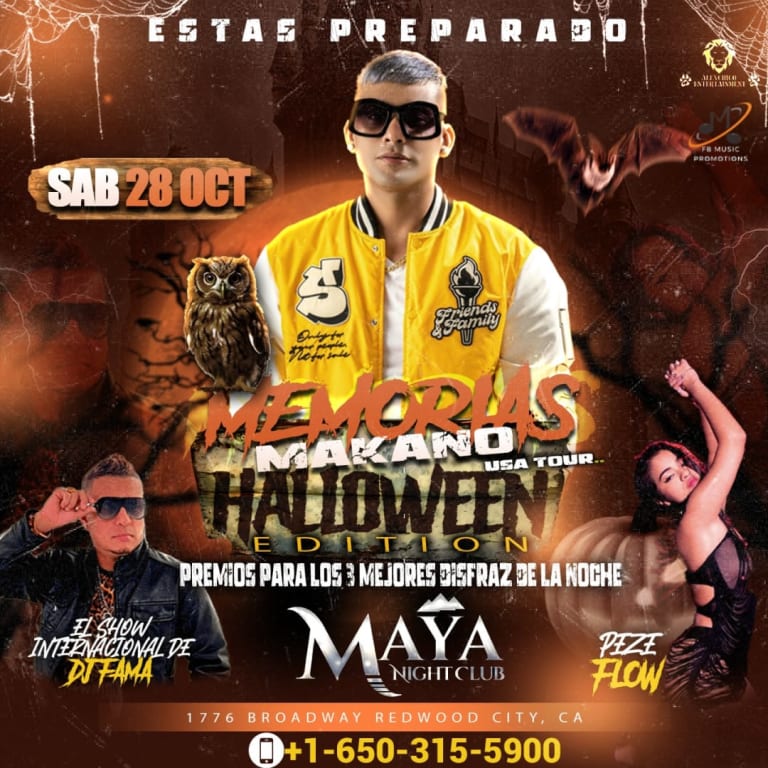 Event - Makano en San Francisco / Redwood City Para Halloween!! (Nueva Fecha y Plaza) - Redwood City, California - October 28, 2023 | concert tickets