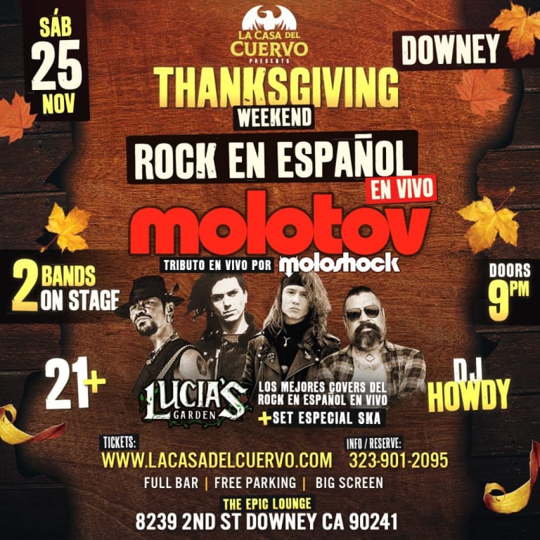 Event - MOLOTOV Y LO MEJOR DEL ROCK EN ESPANOL TRIBUTOS EN VIVO EN DOWNEY - Downey, California - November 25, 2023 | concert tickets