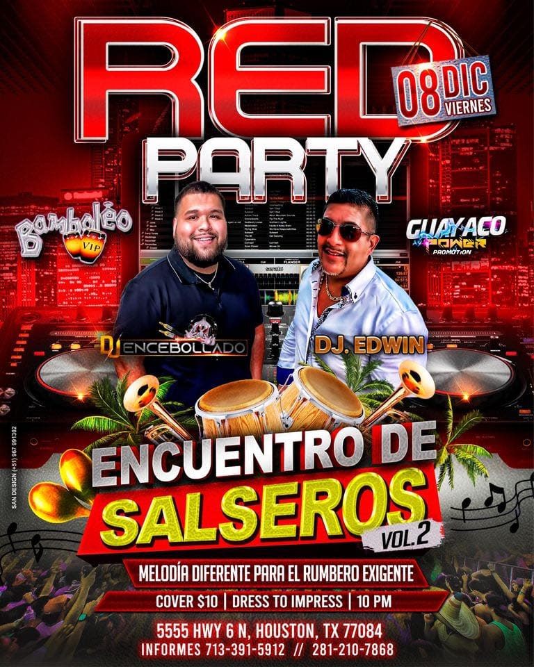 Event - RED PARTY - ENCUENTRO DE SALSEROS EN VIVO ! - Houston, Texas - 8 de diciembre de 2023 | concert tickets