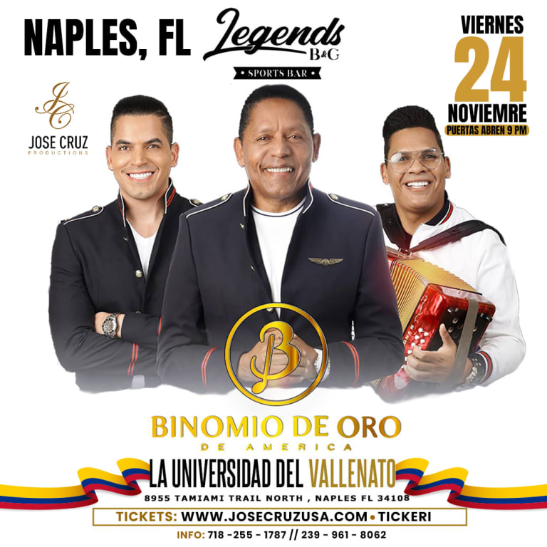 Event - NAPLES, FLORIDA! EL BINOMIO DE ORO DE AMERICA EN CONCIERTO EN LEGENDS B&G - Naples, Florida - 24 de noviembre de 2023 | concert tickets