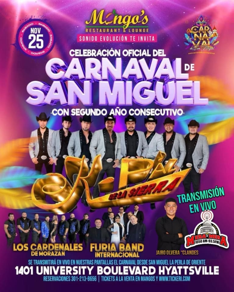 Event - K paz de la sierra la furia band y cardenales de Morazan celebrando el carnaval de san Miguel  - Hyattsville, Maryland - November 25, 2023 | concert tickets