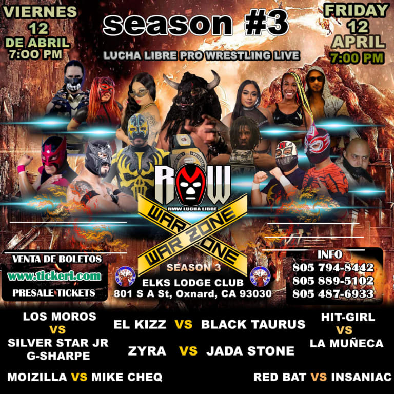 Event - LUCHA LIBRE PRO WRESTLING WAR ZONE SEASON 3 - Oxnard, California - April 12, 2024 | concert tickets