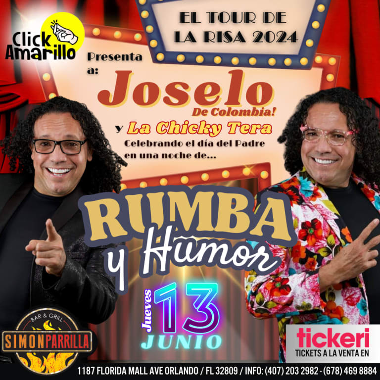 Event - EL TOUR DE LA RISA CON JOSELO DE COLOMBIA EN ORLANDO - NOCHE DE RUMBA Y HUMOR - Orlando, Florida - June 13, 2024 | concert tickets