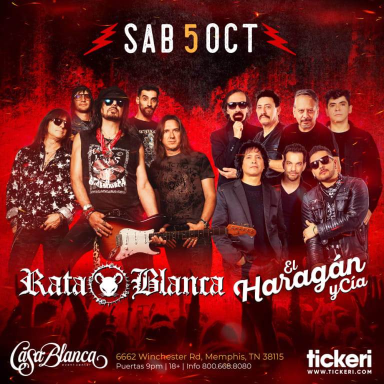 Event - RATA BLANCA , EL HARAGAN Y CIA EN MEMPHIS - Memphis, Tennessee - 5 de octubre de 2024 | concert tickets