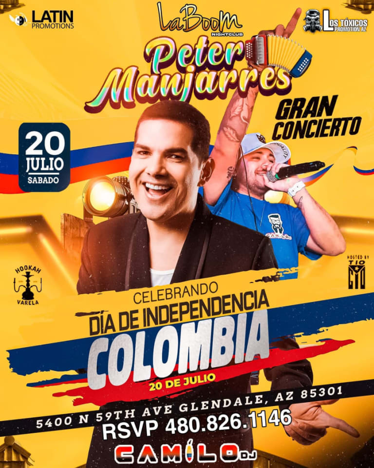 Event - Peter Manjarres Dia De La Indepencencia De Colonbia - Glendale, Arizona - 20 de julio de 2024 | concert tickets