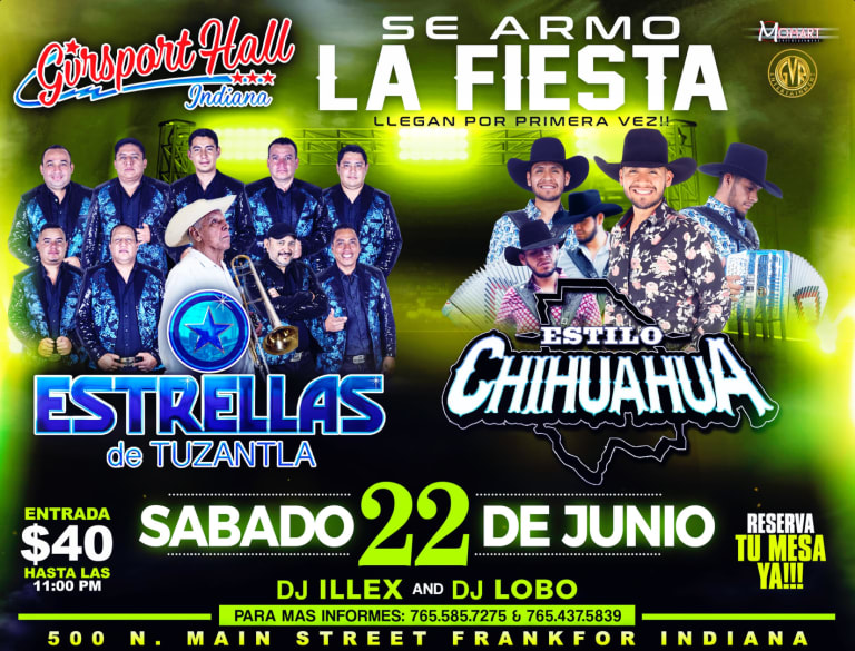 Event - Estrellas de Tuzantla y Estilo Chihuahua  - Frankfort, Indiana - June 22, 2024 | concert tickets