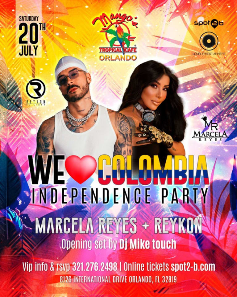 Event - 2night Reykon + Marcela Reyes "We Love Colombia" Fiesta de Independencia en Orlando. Fl - Orlando, Florida - July 20, 2024 | concert tickets