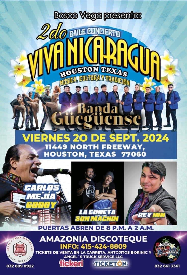 Event - 2do BAILE / CONCIERTO VIVA NICARAGUA ! - Houston, Texas - September 20, 2024 | concert tickets