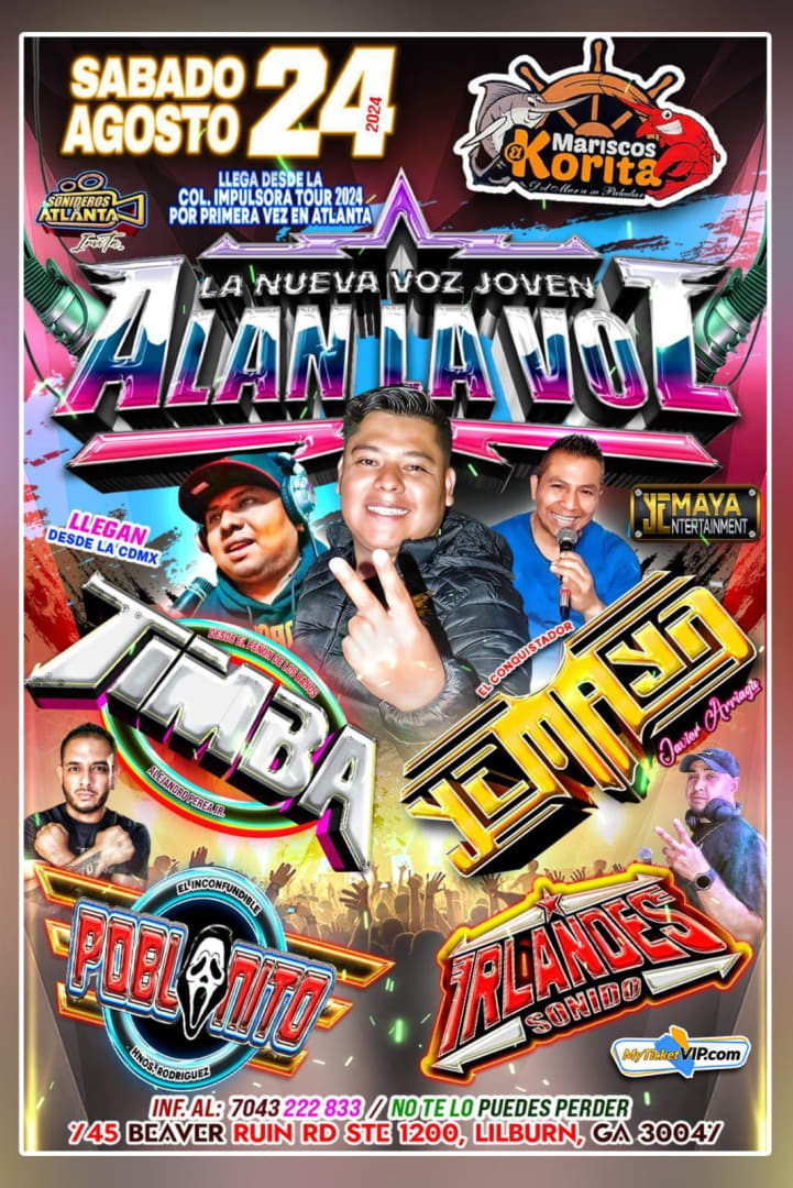 Event - SONIDO ALAN LA VOZ / TIMBA - Lilburn, Georgia - August 24, 2024 | concert tickets