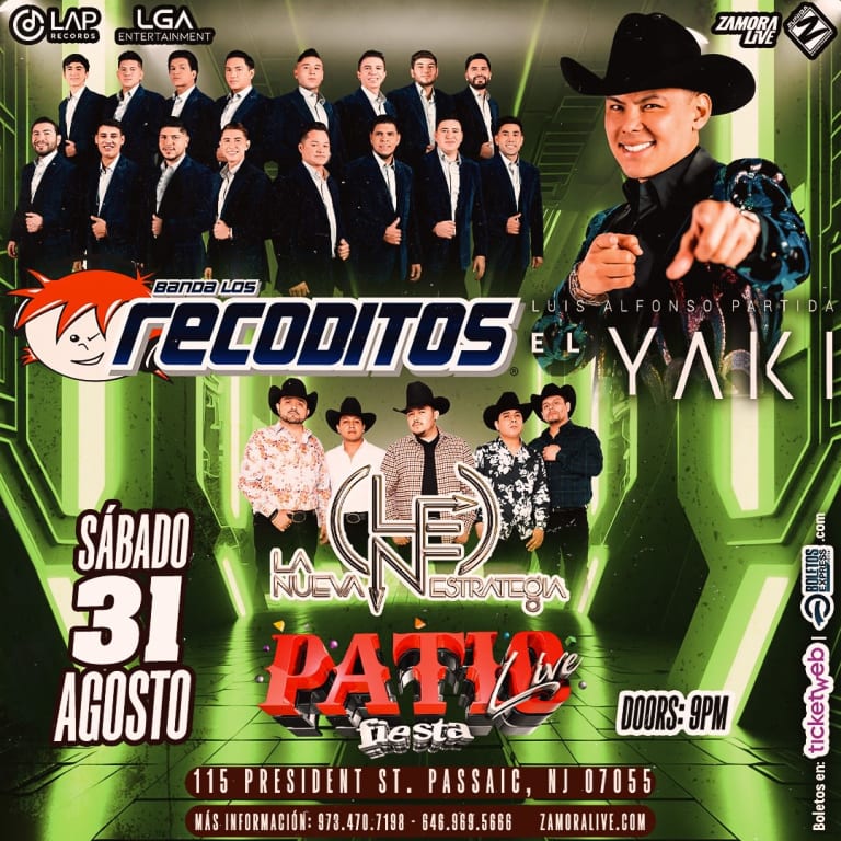 Event - BANDA LOS RECODITOS, LUIS ALFONSO PARTIDA EL YAQUI, LA NUEVA ESTRATEGIA - Passaic, New Jersey - August 31, 2024 | concert tickets
