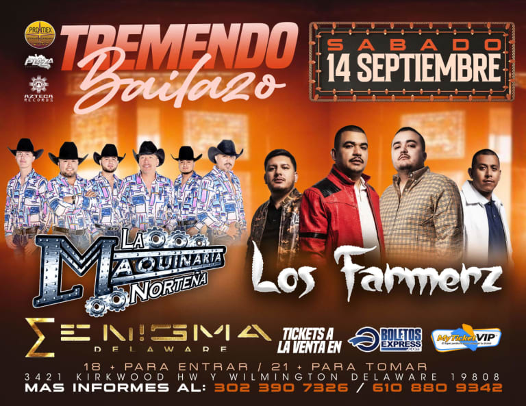 Event - FARMERZ Y MAQUINARIA / ENIGMA DELAWARE - Wilmington, Delaware - September 14, 2024 | concert tickets