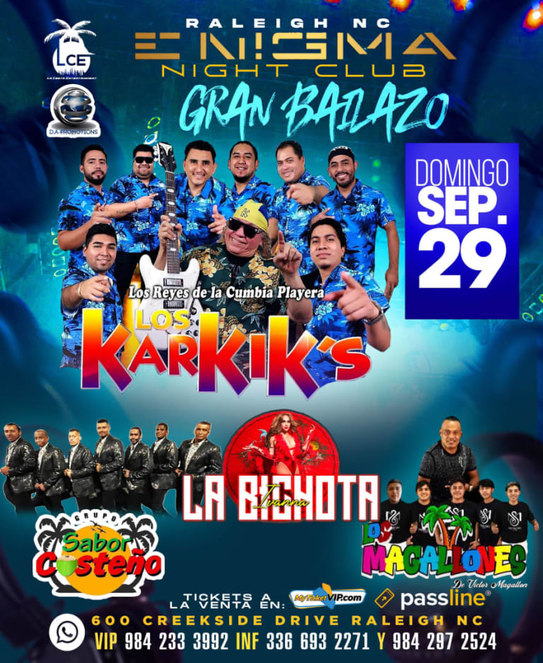 Event - LOS KARKIK´S Y MAS - Raleigh, North Carolina - September 29, 2024 | concert tickets