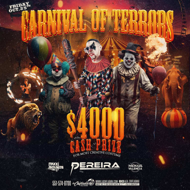 Event - CARNIVAL OF TERRORS: HOLLOWEEEN LA CHIFLADA 2024 - Paterson, New Jersey - October 25, 2024 | concert tickets