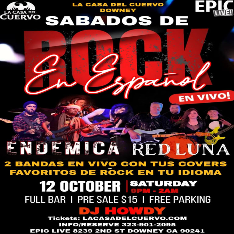 Event - Rock En Español En Vivo En Downey @ Epic Live / 2 Cover Bands On Stage  - Downey, California - October 12, 2024 | concert tickets