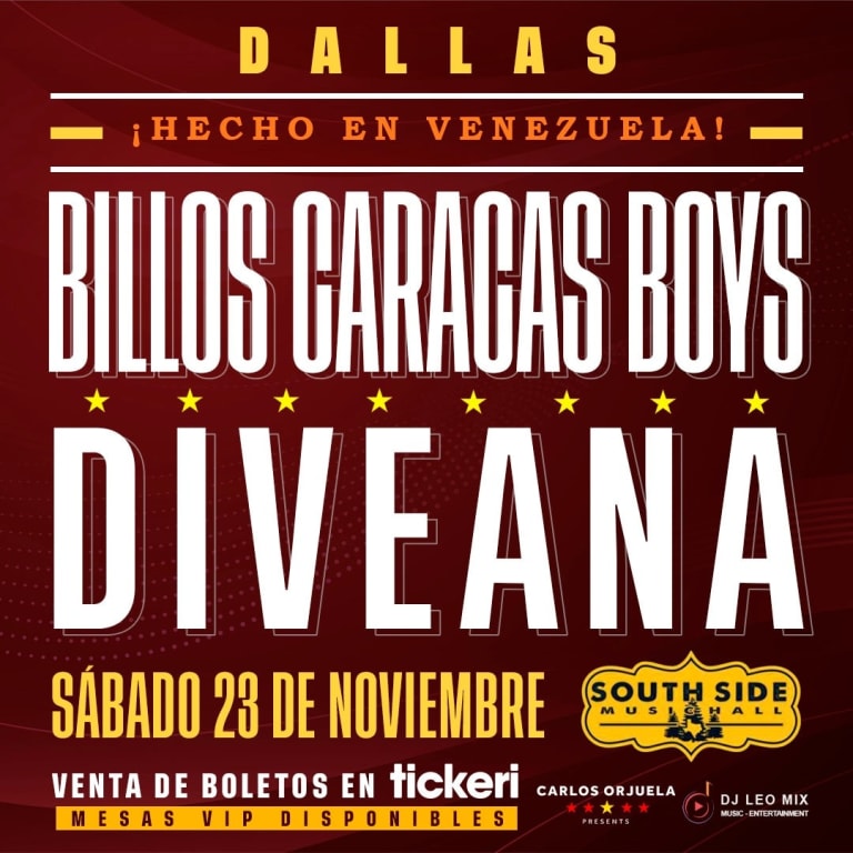 Event - BILLOS CARACAS BOYS & DIVEANA EN CONCIERTO ! - Dallas, Texas - 23 de noviembre de 2024 | concert tickets