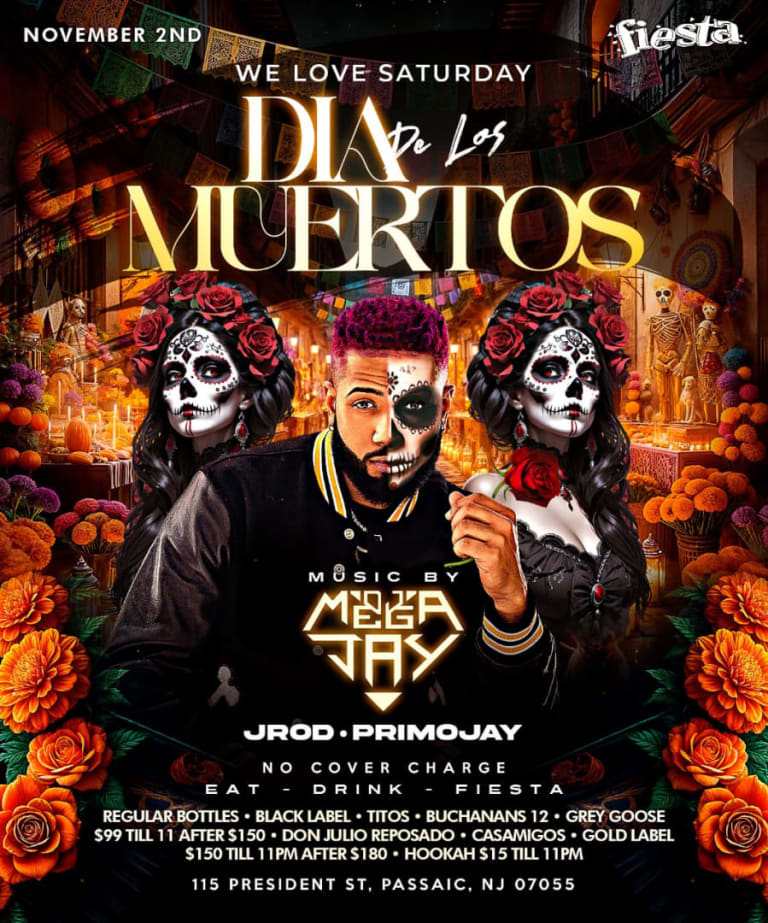 Event - WE LOVE SATURDAYS - DIA DE MUERTOS MUSIC BY DJ MEGA JAY, DJ PRIMO JAY, DJ JROD - Passaic, New Jersey - November 2, 2024 | concert tickets