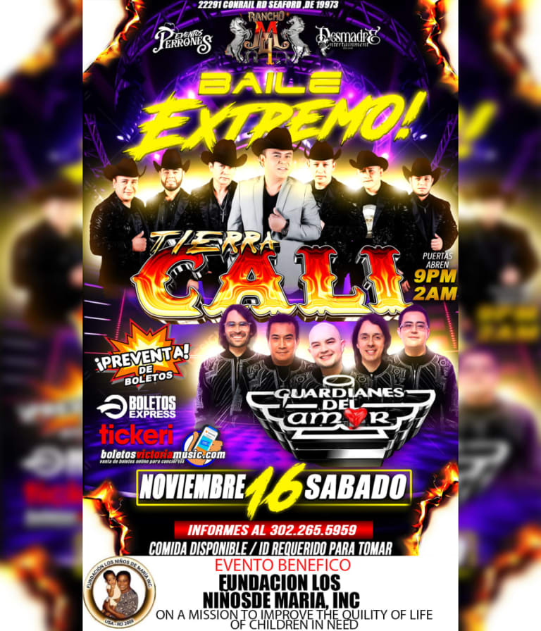 Event - TIERRA CALI , GUARDIANES DEL AMOR EN VIVO ! - Seaford, Delaware - November 16, 2024 | concert tickets