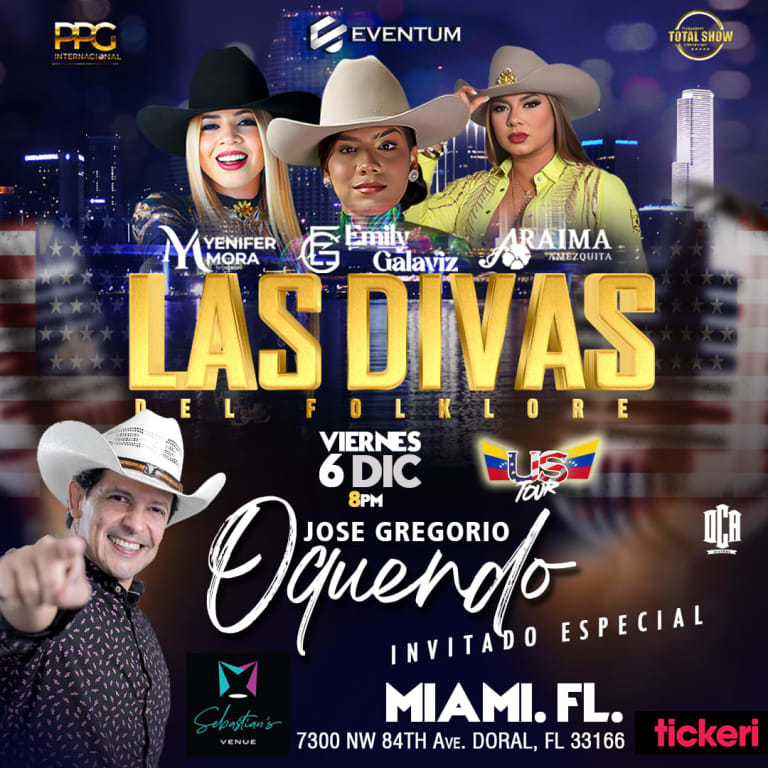 Event - MIAMI! LAS DIVAS DEL FOLKLORE -EMILY GALAVIZ-YENIFER MORA-ARAIMA AMEZQUITA - TOUR USA - Doral, Florida - December 6, 2024 | concert tickets
