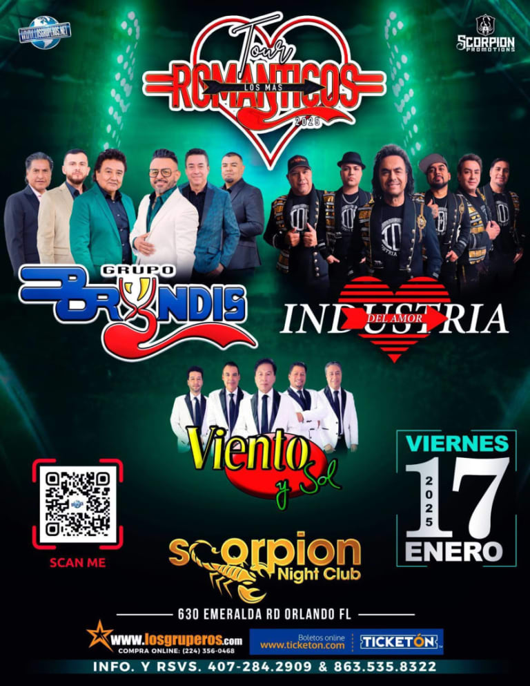Event - GRUPO BRYNDIS , INDUSTRIA DEL AMOR , VIENTO Y SOL EN VIVO !  - Orlando, Florida - January 17, 2025 | concert tickets