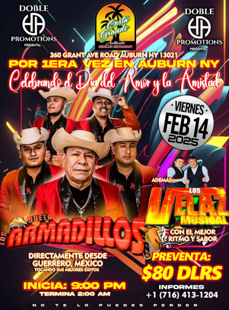 Event - Duetos Los Armadillos-Los Velaz Musical ( Costa Grande Mexican Restaurant) February 14 2025 - Auburn, New York - February 14, 2025 | concert tickets