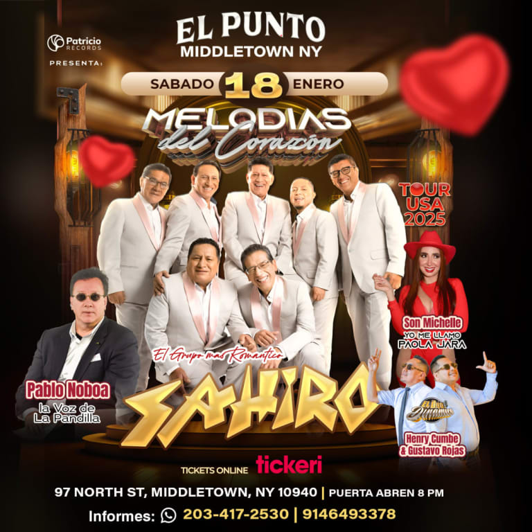 Event - MELODIAS DEL CORAZON - Middletown NY - Sahiro - Middletown, New York - 18 de enero de 2025 | concert tickets