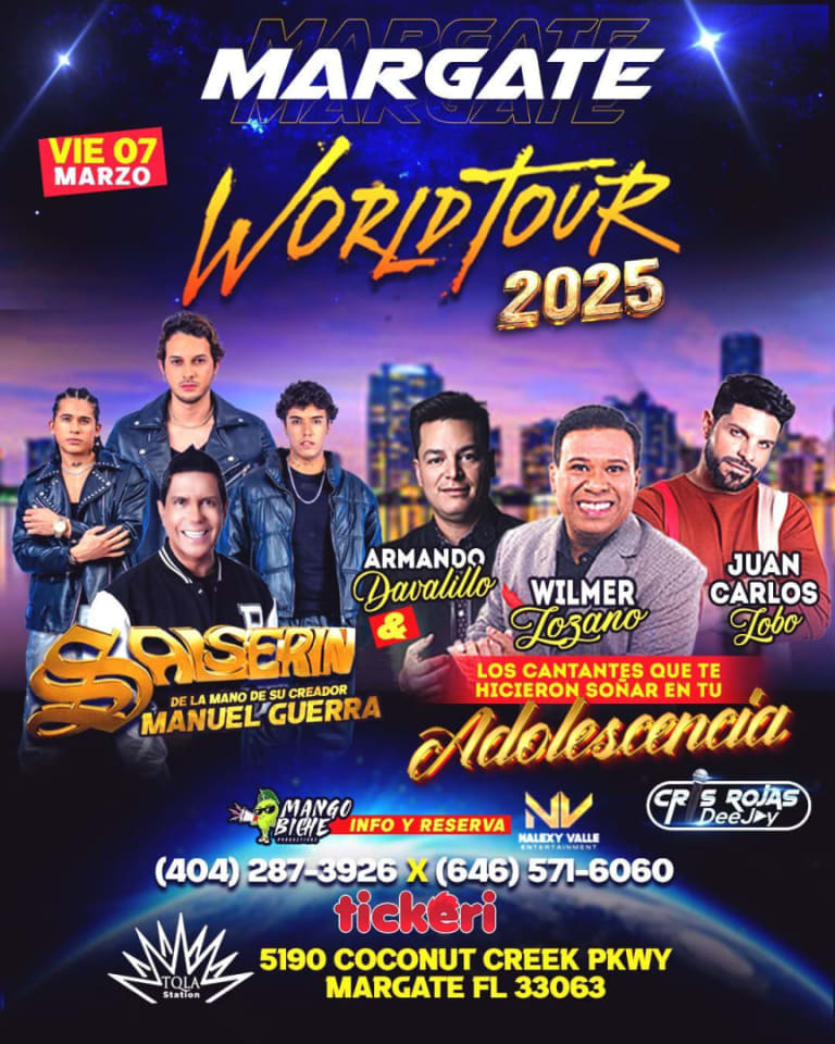 Event - SALSERIN, ARMANDO DAVALILLO, WILMER LOZANO, JUAN CARLOS LOBO EN CONCIERTO!!! - Margate, Florida - March 7, 2025 | concert tickets