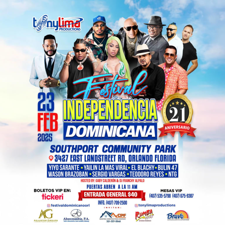 Event - FESTIVAL INDEPENDENCIA DOMINICANA CON YAILIN, YIYO SARANTE, EL BLACHY, WASON BRAZOBAN Y MUCHOS MAS ARTISTAS! - Orlando, Florida - 23 de febrero de 2025 | concert tickets