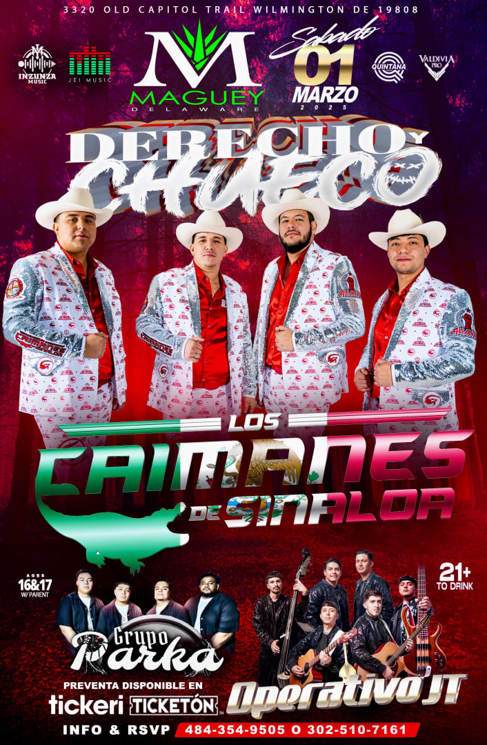 Event - Los Caimanes de Sinaloa Los Parka y Operativo JT! - Wilmington, Delaware - 1 de marzo de 2025 | concert tickets