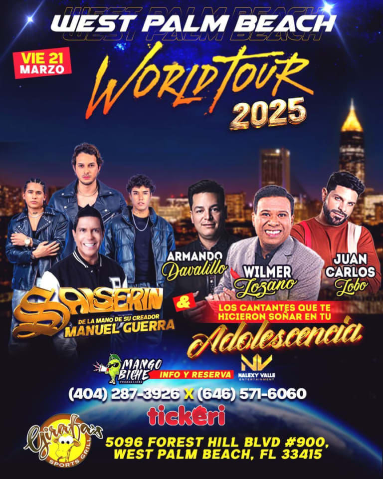 Event - SALSERIN, ARMANDO DAVALILLO, WILMER LOZANO, JUAN CARLOS LOBO EN CONCIERTO!!! - West Palm Beach, Florida - March 21, 2025 | concert tickets