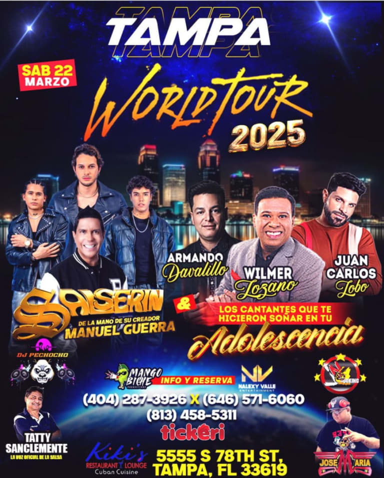 Event - SALSERIN, ARMANDO DAVALILLO, WILMER LOZANO, JUAN CARLOS LOBO EN CONCIERTO!!! - Tampa, Florida - March 22, 2025 | concert tickets
