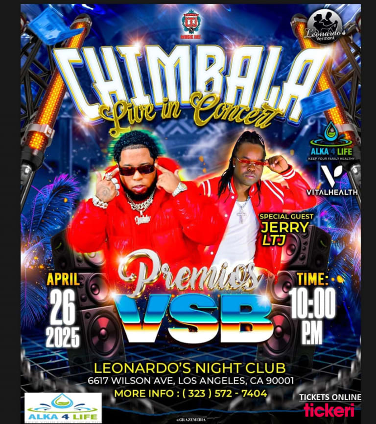 Event - CHIMBALA LIVE IN CONCERT!  - SPECIAL GUEST JERRY LTJ - PREMIOS VSB - Los Angeles, California - April 26, 2025 | concert tickets