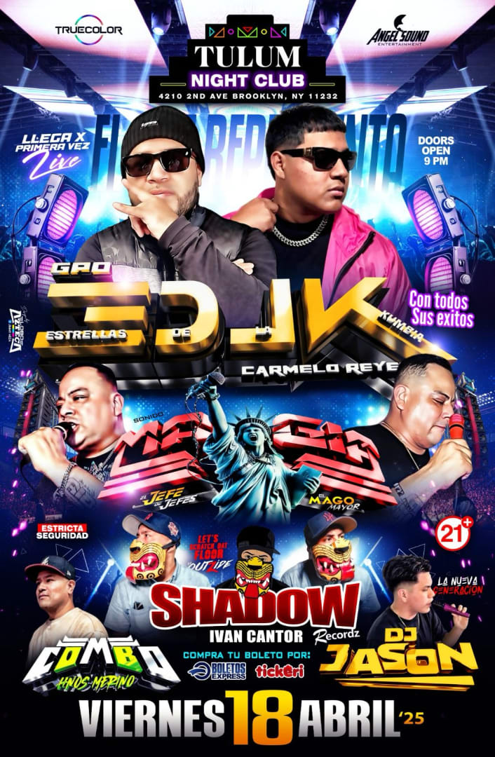 Event - GRUPO EDLK, SONIDO MAGIA, SHADOW RECORDS, SONIDO COMBO Y DJ JASON - Brooklyn, New York - April 18, 2025 | concert tickets