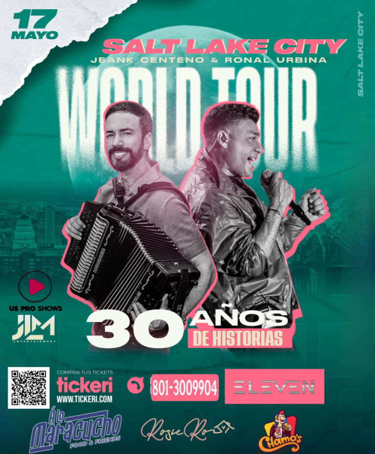 Event - Jeank Centeno + Ronal Urbina ¡World Tour 2025: 30 Años de Historia! Salt Lake City - Salt Lake City, Utah - 17 de mayo de 2025 | concert tickets