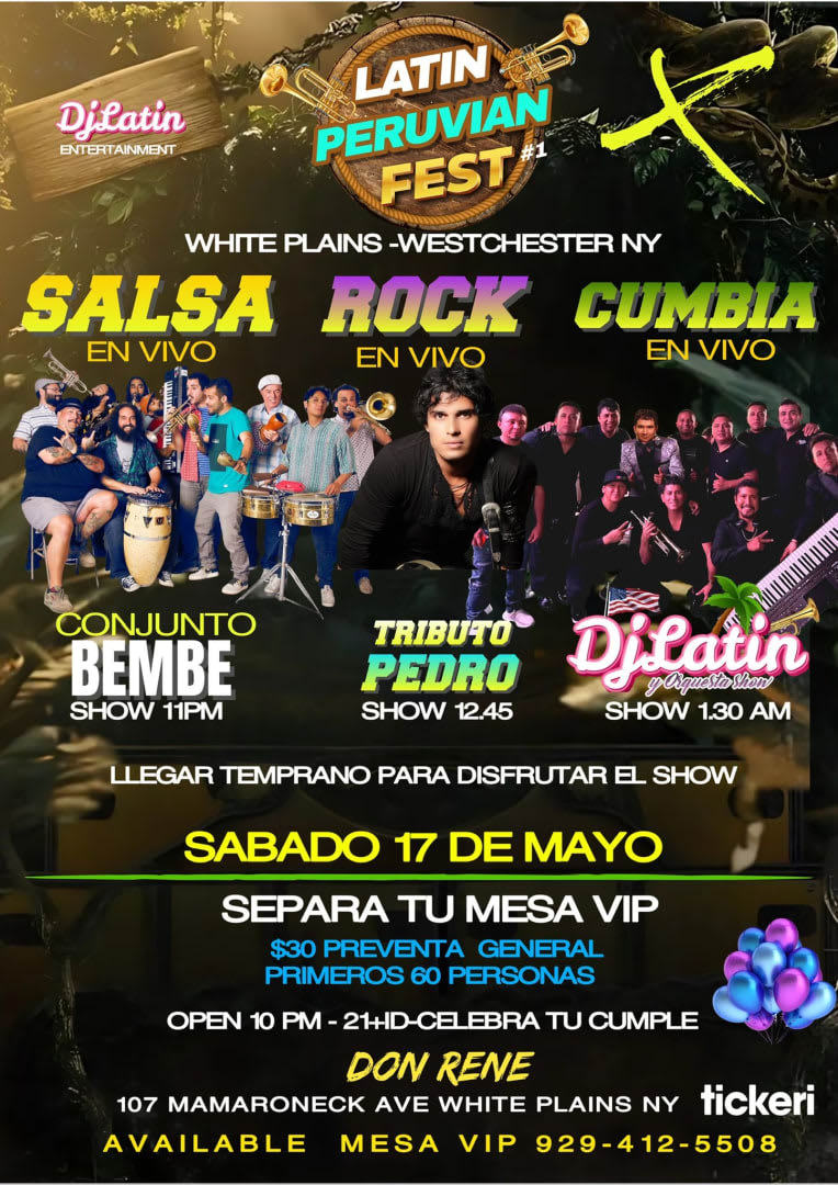 Event - LATÍN PERUVIAN  FEST -NY #1 - White Plains, New York - 17 de mayo de 2025 | concert tickets