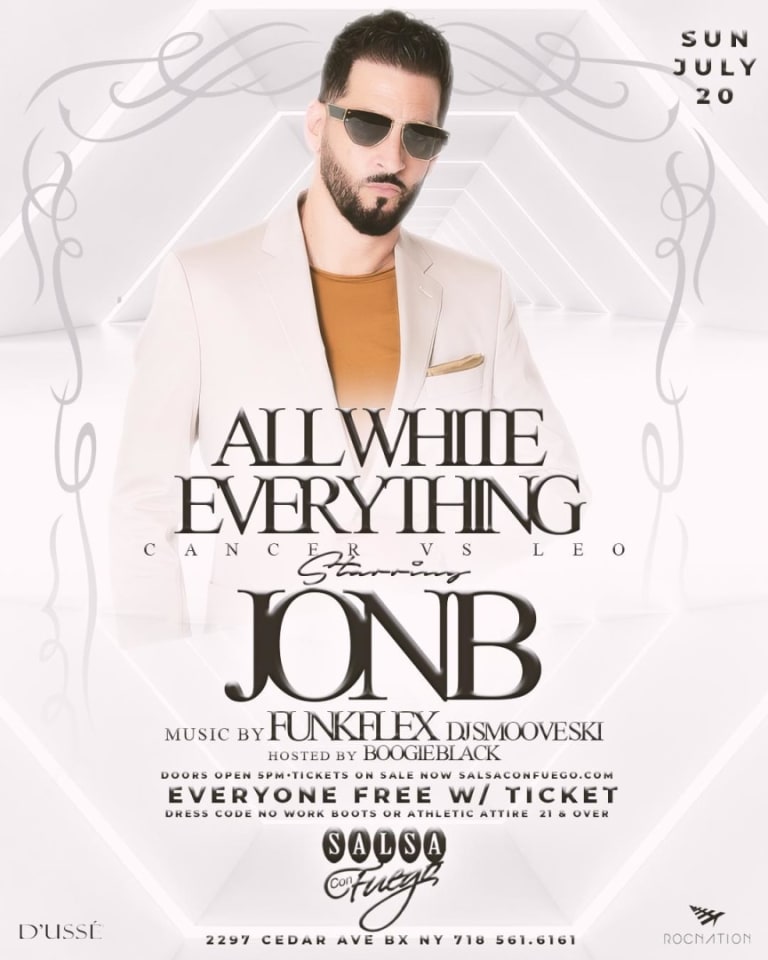 Event - All White Everything Starring Jon B - Bronx, New York - July 20, 2025 | concert tickets