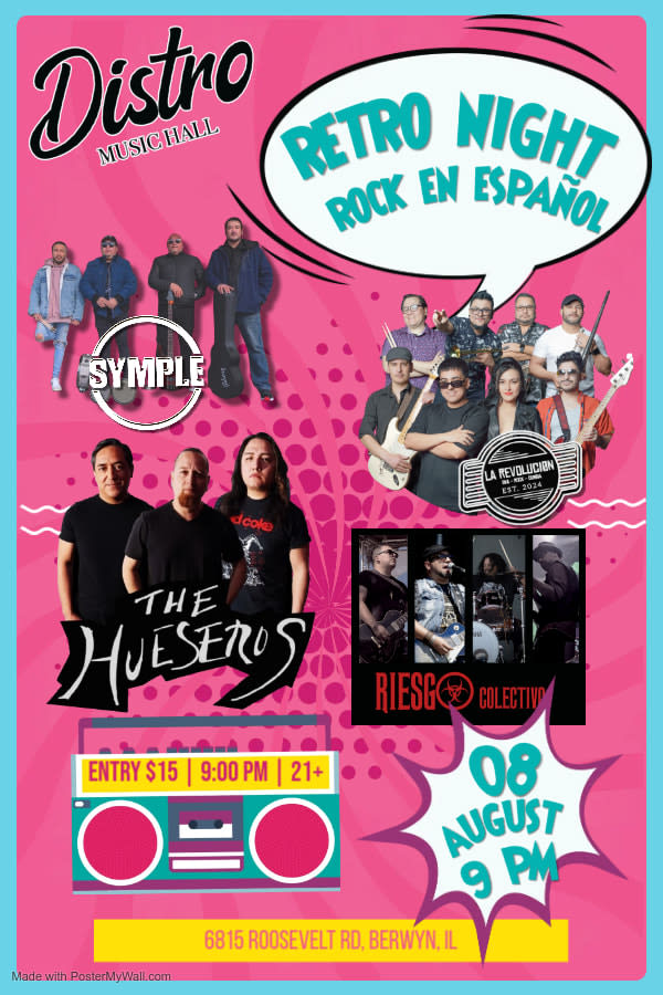 Event - Retro Night Rock en Español / La Revoluciøn-The Hueseros-Symple-Riesgo Colectivo - Berwyn, Illinois - August 8, 2025 | concert tickets